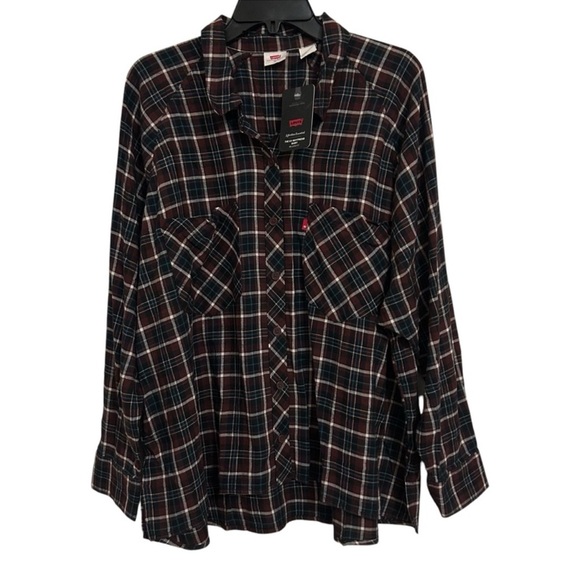 LEVI'S NWT Plaid Long Sleeve Harrison Raglan Button Down Shirt XL - Picture 4 of 16
